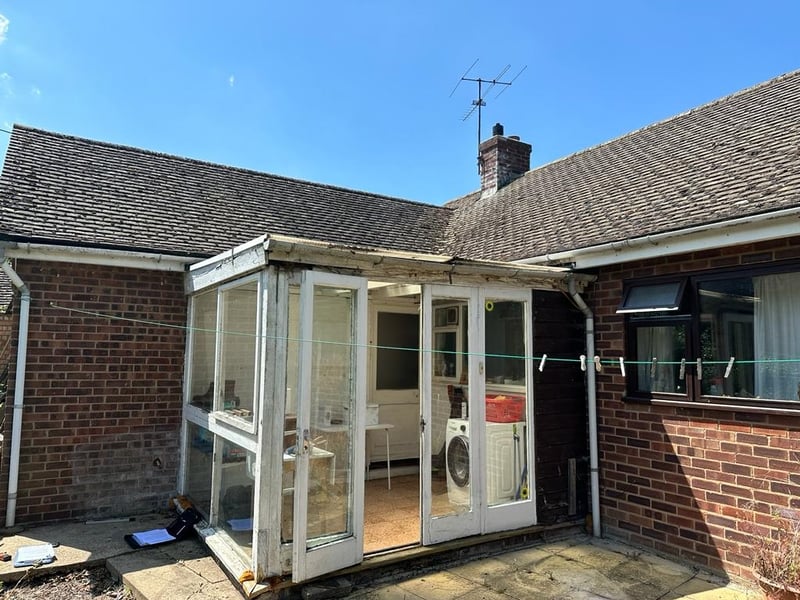 Mr. Osborn's original conservatory with a polycarbonate roof